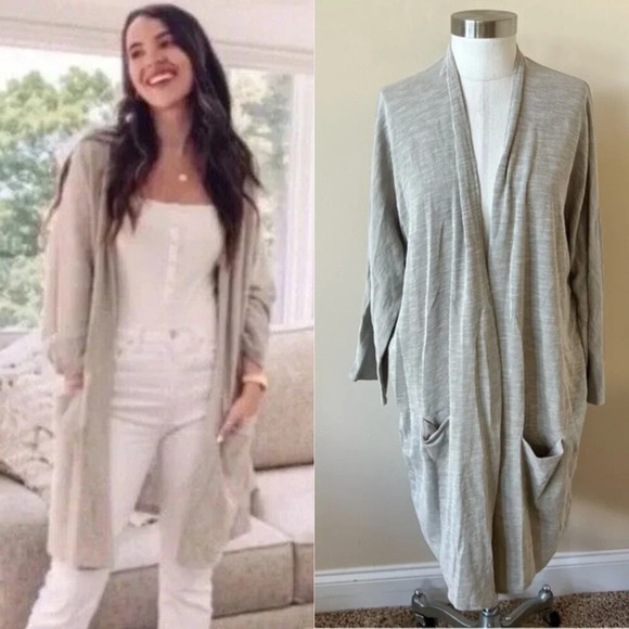 New! Donni Open Front Ribbed Cardigan Sweater Gray 26075 - Picture 1 of 11
